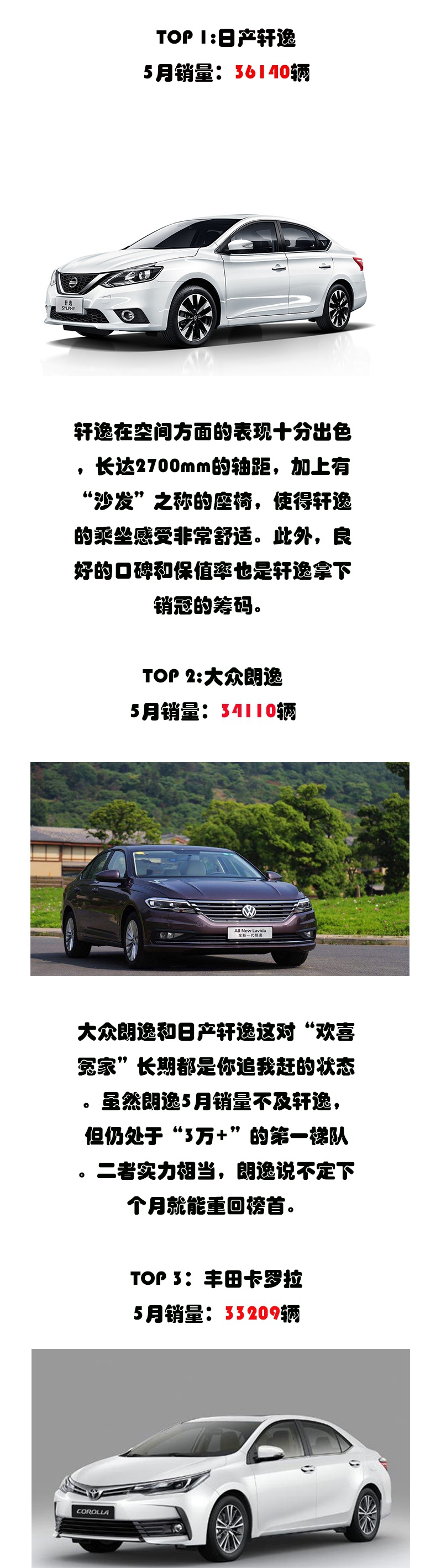 5月轿车销量榜单：自主品牌居然有两款车进入前十五