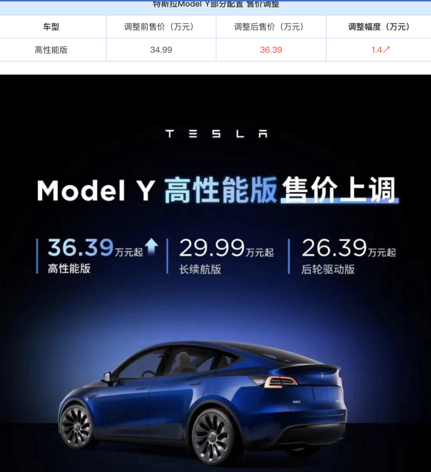 特斯拉Model Y涨价在即？销售朋友圈发预告，官方未回应