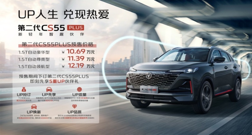 正式开启预售，10.69万元起，第二代CS55PLUS发布预售价