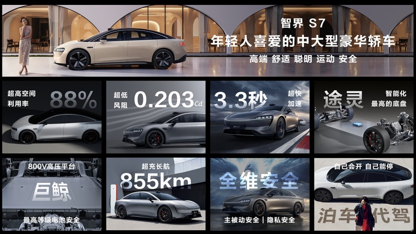“华为醇度”更高 智界S7上市售价24.98万起