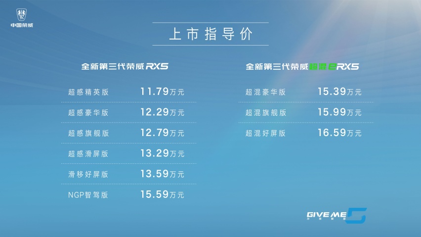全新第三代荣威RX5/eRX5上市 售11.79万起，买哪款更划算？