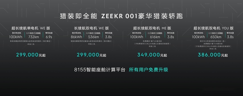 售价34.9万元起，极氪001 ME版发布