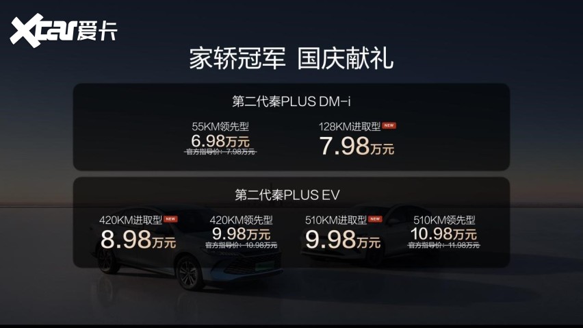 家轿冠军国庆献礼  第二代秦PLUS上新6.98万元起  9月25日，