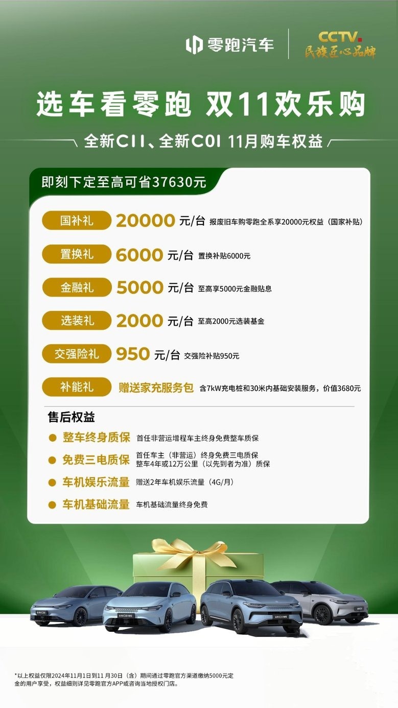 零跑汽车11月权益来了，厦门至高补贴4万