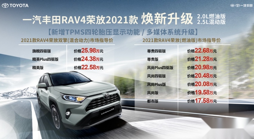 新车丨外观小改配置升级 2021款丰田RAV4荣放正式上市