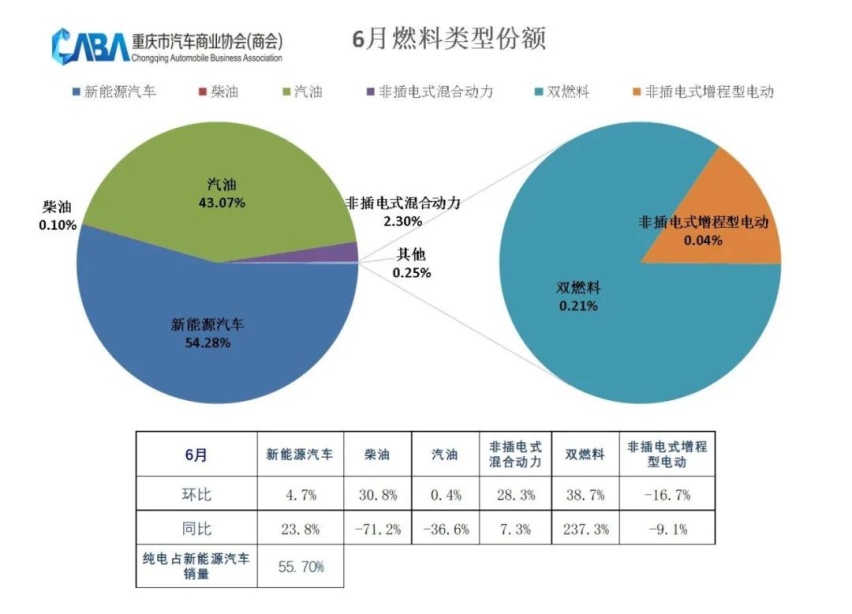 环比大涨超25%，重庆6月销量超3.8万辆，新能源渗透率新高