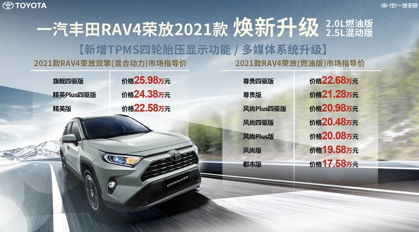 RAV4荣放双擎E+上市，“荣放家族“实现燃油、混动、新能源
