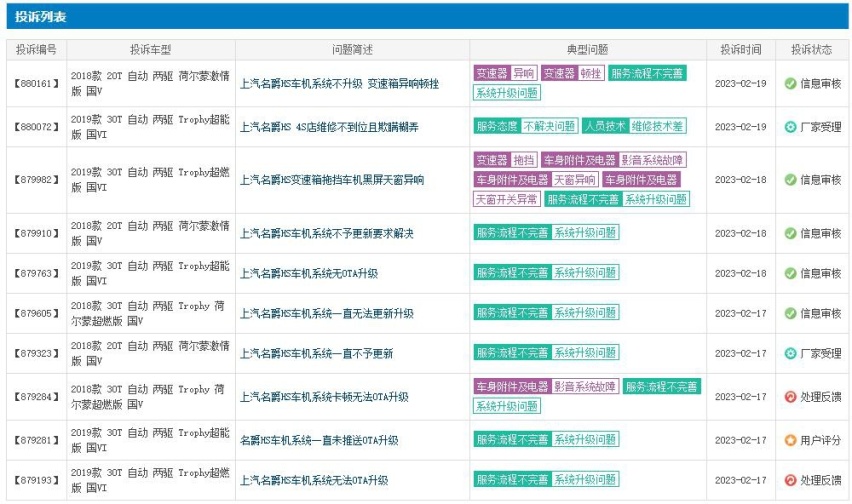 聚焦车市315：车机不更新，承诺不兑现，名爵HS投诉量激增