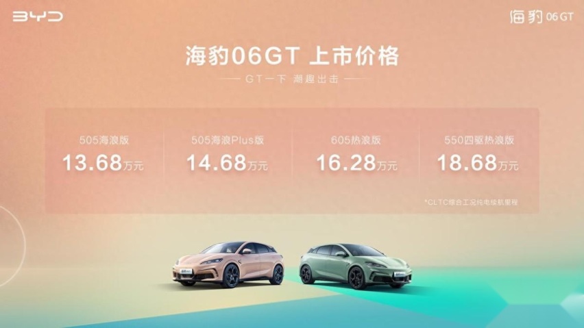 比亚迪海豹06GT上市13.68万元起，年轻人的第一台GT