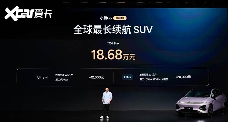 1704km全球综合续航最长,小鹏G6超级增程上市18.68万元起售