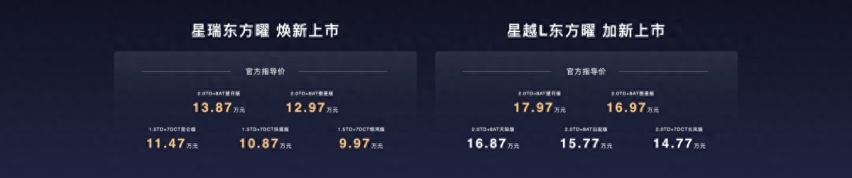 吉利中国星东方曜上市，星瑞动力强劲，星越L科技豪华，共筑高价值体验