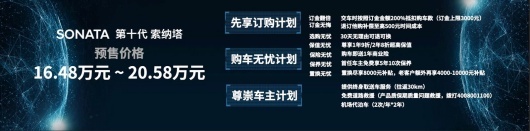 北京现代第十代索纳塔预售价16.48-20.58万元