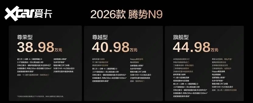 科技安全极致守护！2026款腾势N9正式上市，38.98万元起！
