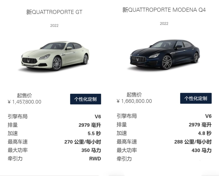 2022款玛莎拉蒂总裁正式上市 配置小幅调整/售145.78万元起