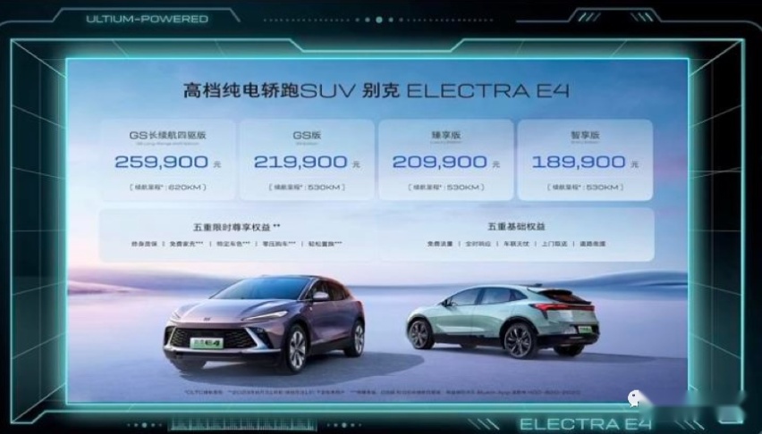 中国专属纯电轿跑SUV ELECTRA E4上市