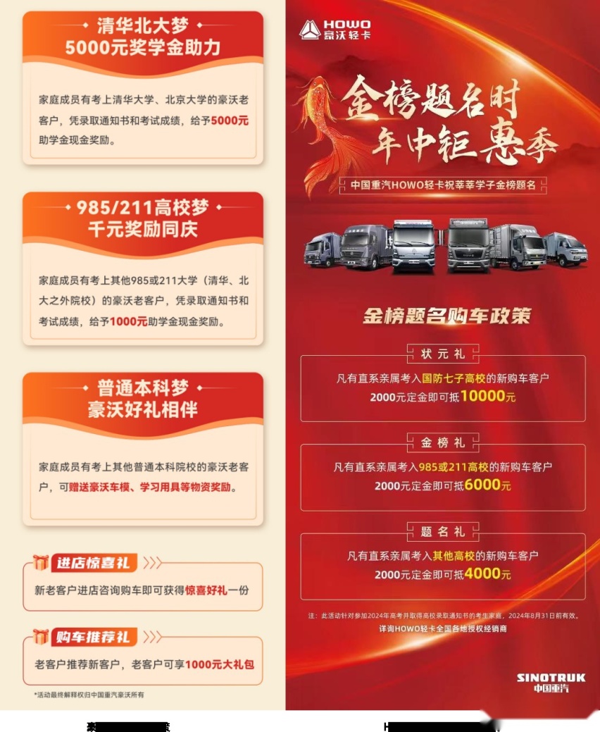 HOWO轻卡高考相关政策