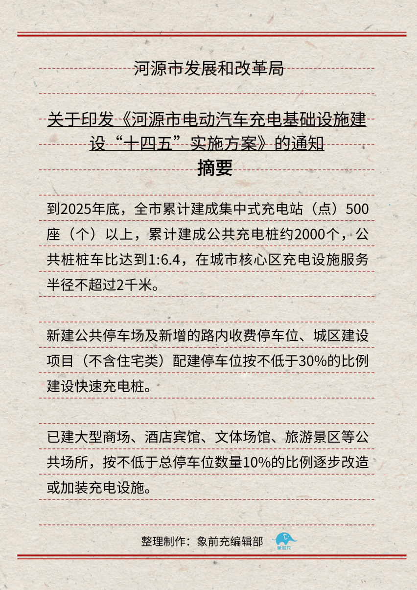 政策追踪 | 广东河源：2025年底前将建成超500座集中式充电站