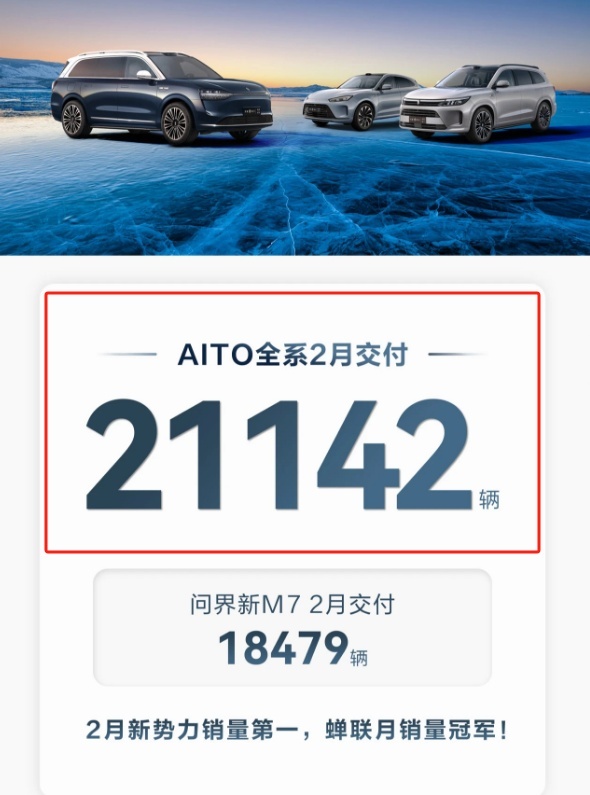 2月新势力销量普遍下滑！问界排名榜首、理想屈居第二