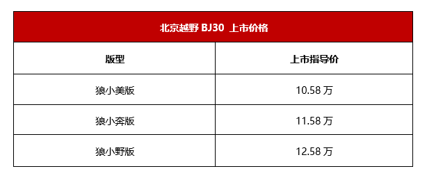 汽车懂行|BJ30“小战狼”正式入列 10.58万起 城市泛
