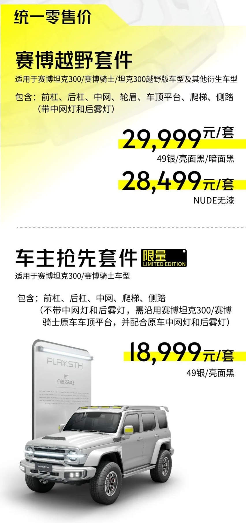 超境PLAY.STH推出越野套件 赛博坦克300/赛博骑士等车型适用