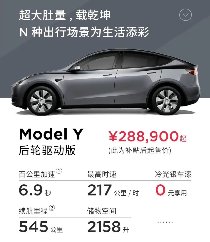 特斯拉Model Y最高降3.7万元，之前8000元的车漆免费了