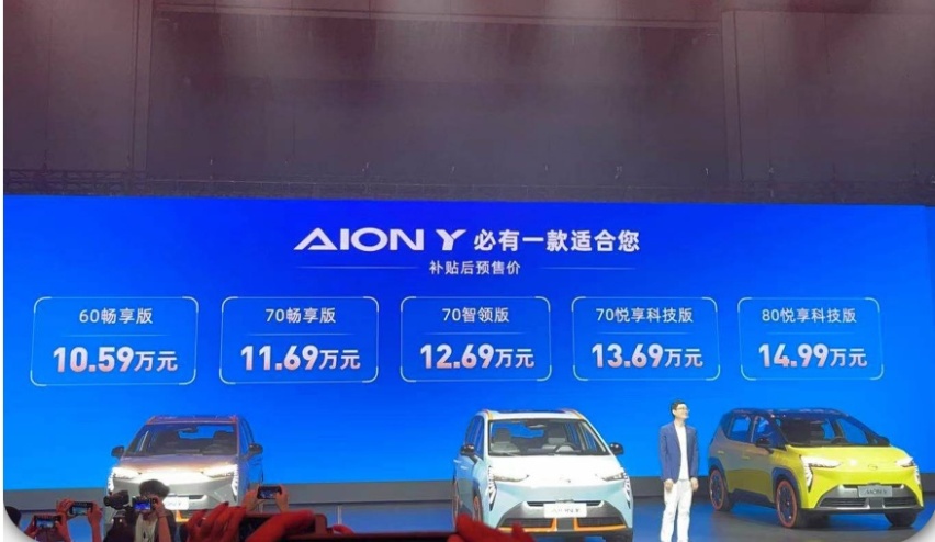 哇哦，广汽埃安AION Y预售价公布，售10.59万起