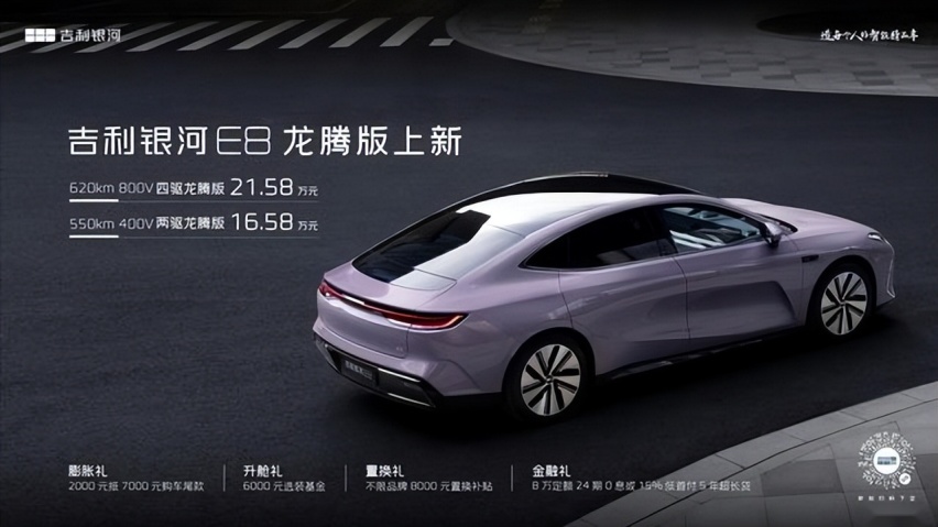 吉利银河E8两驱龙腾版+四驱龙腾版发布 售16.58万起
