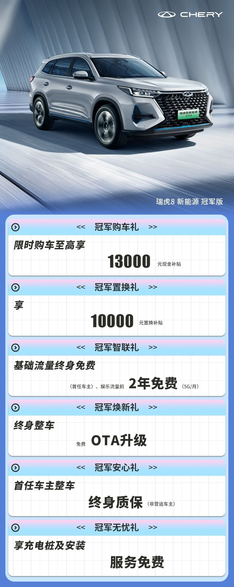 1万元置换补贴！有瑞虎8新能源冠军版在，每天都是端午假期