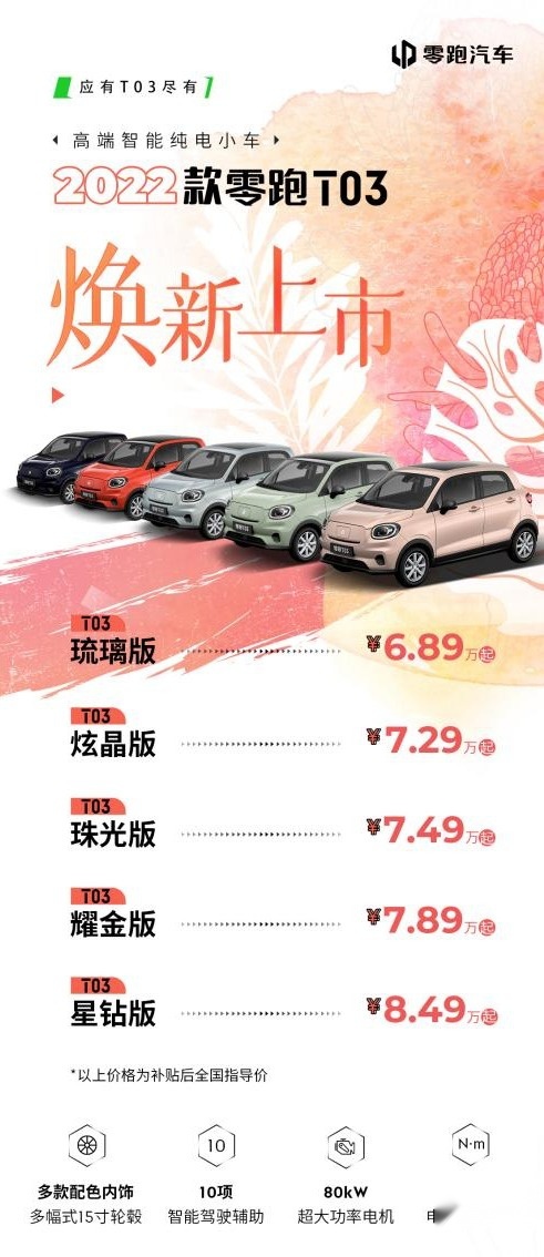高端智能纯电小车焕新 2022款零跑T03正式上市