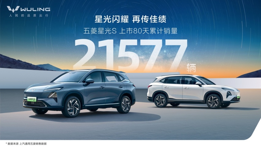 五菱销量向好，五菱星光S上市80天，累计销量21577辆！