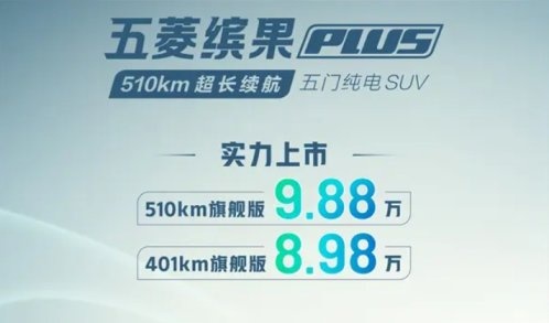 续航510，空间更大，售价8.98万元起，五菱缤果PLUS郑州上市