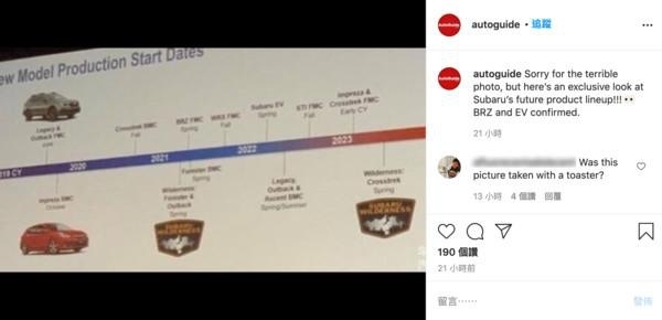斯巴鲁新车上市日程表流出，想买BRZ、WRX可开始存钱了