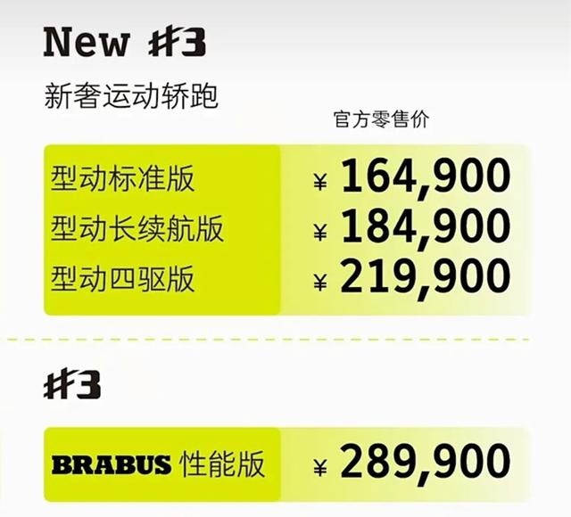 新款smart精灵#3上市，入门价降4.5万元，售价16.49万起