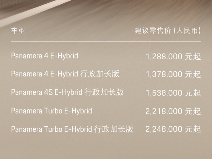 保时捷全新Panamera插电式混合动力E-Hybrid开启预售