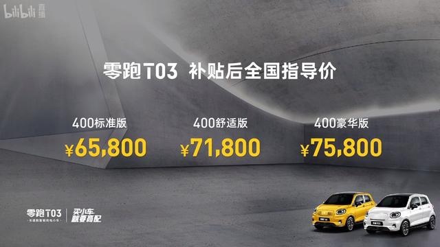 综合续航403公里，补贴后售价6.58万起，零跑T03上市