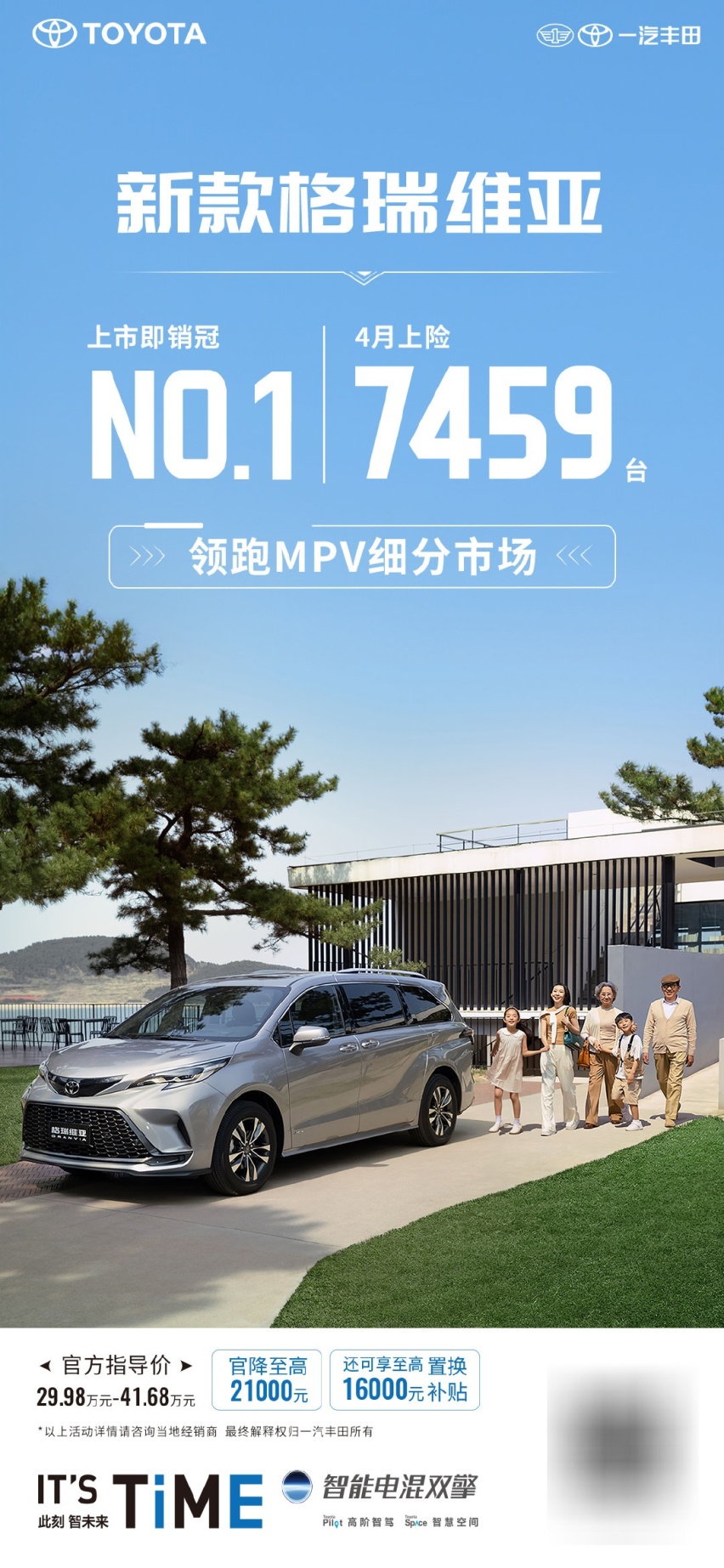 4月MPV细分市场销量冠军，新款格瑞维亚上市即销冠！