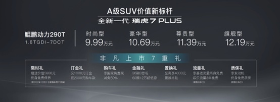 王牌SUV——全新一代瑞虎7PLUS上市，9.99万元起