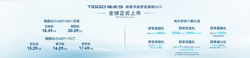 20万级售价！奇瑞TIGGO瑞虎9全球上市，拉满翻倍价值感