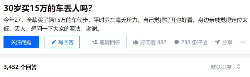 不会吧？30岁买15万的车丢人？