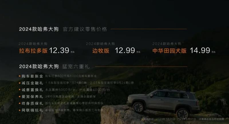 “减价不减配”,2024款哈弗大狗上市