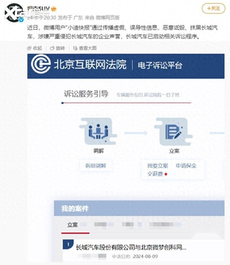 维护企业声誉绝不手软！长城汽车官宣起诉“小迪快报”