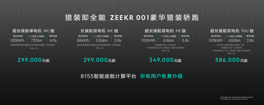 极氪001 ME版发布 售价34.9万元起