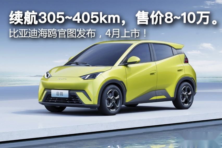 售价将在8~10万。比亚迪海鸥官图发布，4月上市！
