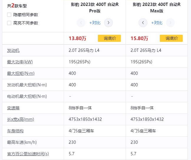 “炸街神器”影豹R正式上市，售价13.8万起