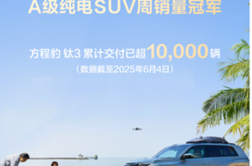 方程豹周销量跃居新势力第四，A级纯电SUV爆款钛3持续热销