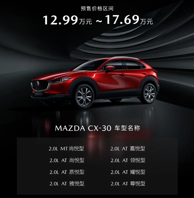 预售12万起，外观炸裂的马自达CX-30来了，还有压燃发动机
