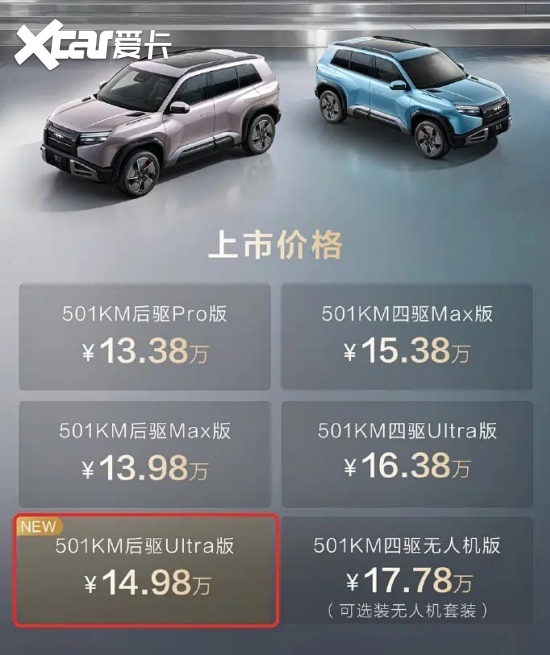 方程豹钛3新增车型正式上市 售价14.98万元