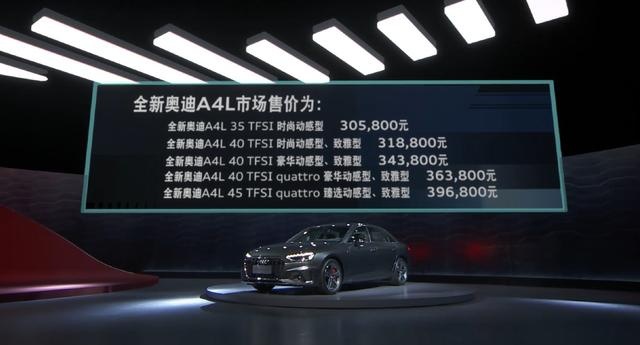 全新奥迪A4L上市，RS外观设计，全系2.0T，售价30.58万起