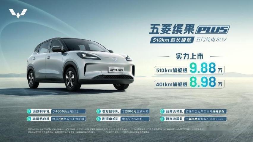 惊艳！超长续航五门纯电SUV，五菱缤果PLUS震撼来袭~