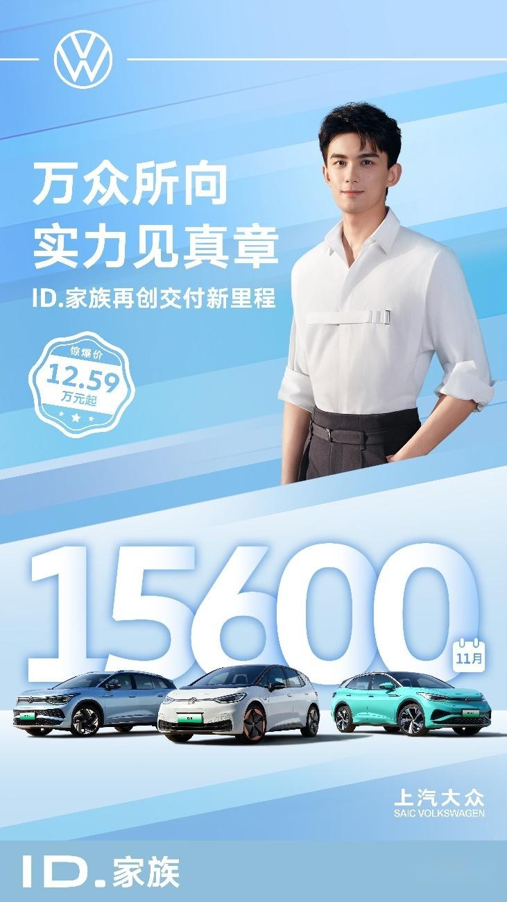 上汽大众ID.家族11月交付1.56万辆